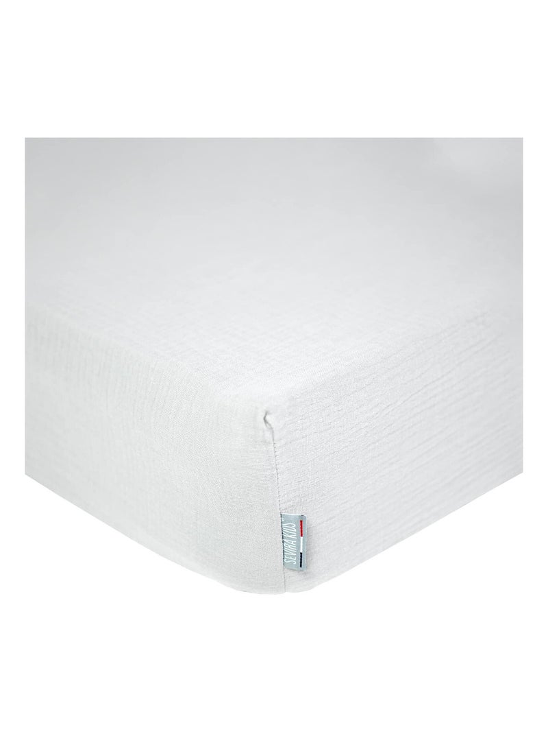 SEVIRA KIDS | Drap housse uni en gaze de coton Gris - Kiabi