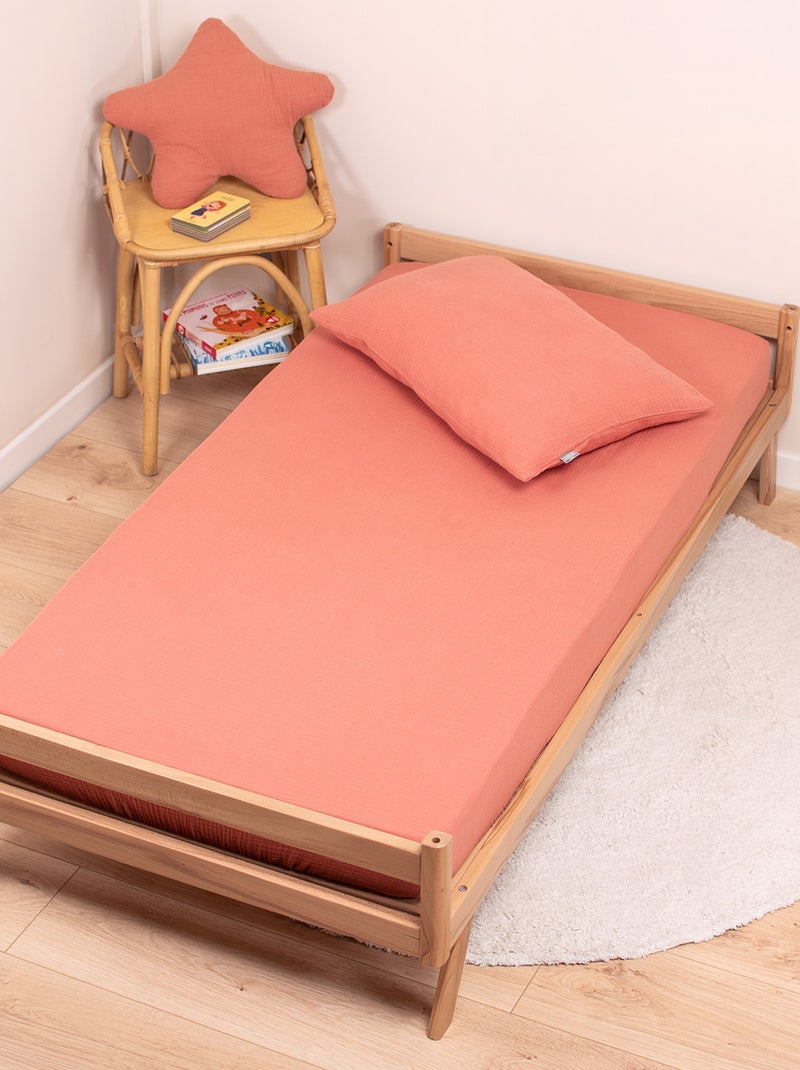 SEVIRA KIDS | Drap housse uni en gaze de coton Marron - Kiabi