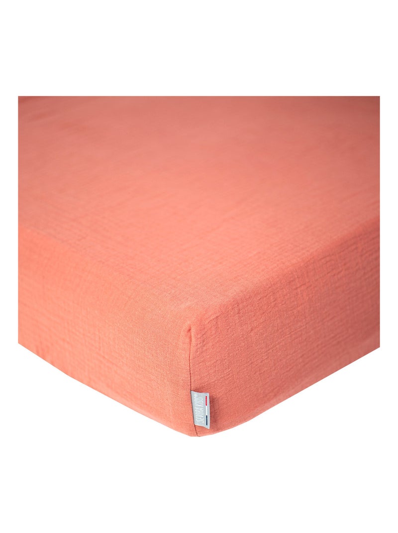 SEVIRA KIDS | Drap housse uni en gaze de coton Marron - Kiabi