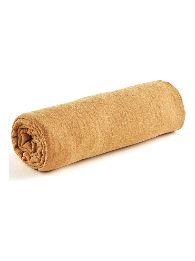 SEVIRA KIDS | Drap housse uni en gaze de coton Marron clair - Kiabi