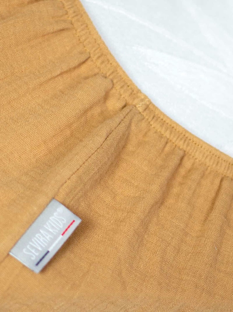 SEVIRA KIDS | Drap housse uni en gaze de coton Marron clair - Kiabi