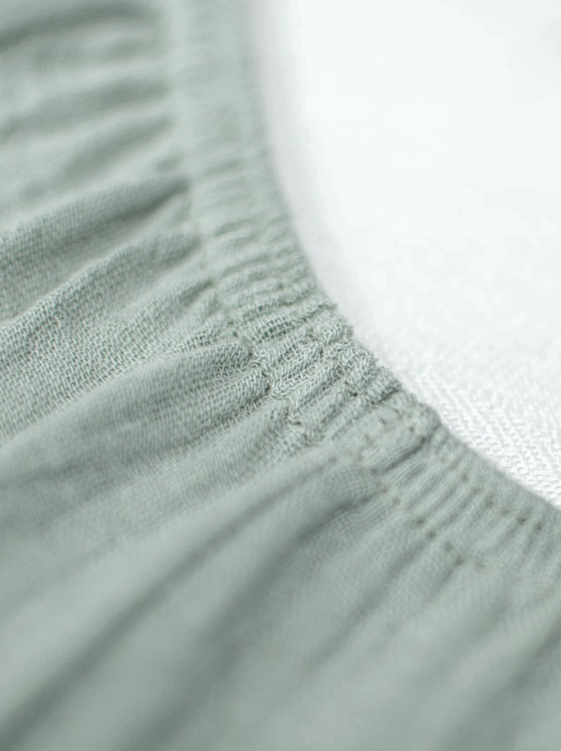 SEVIRA KIDS | Drap housse uni en gaze de coton Vert d'eau - Kiabi