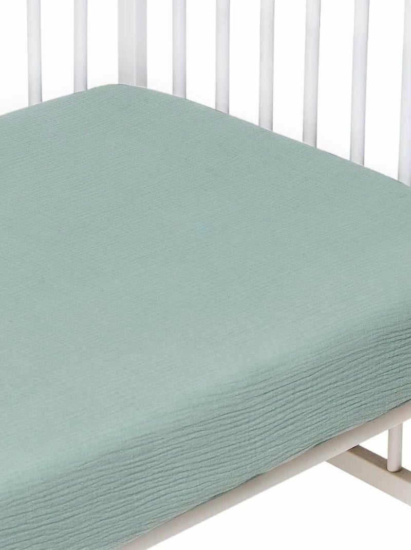 SEVIRA KIDS | Drap housse uni en gaze de coton Vert d'eau - Kiabi