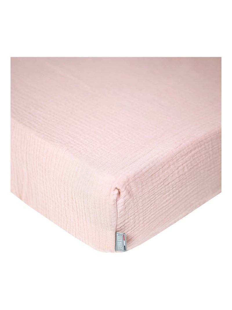 SEVIRA KIDS | Drap housse uni en gaze de coton Vieux rose - Kiabi