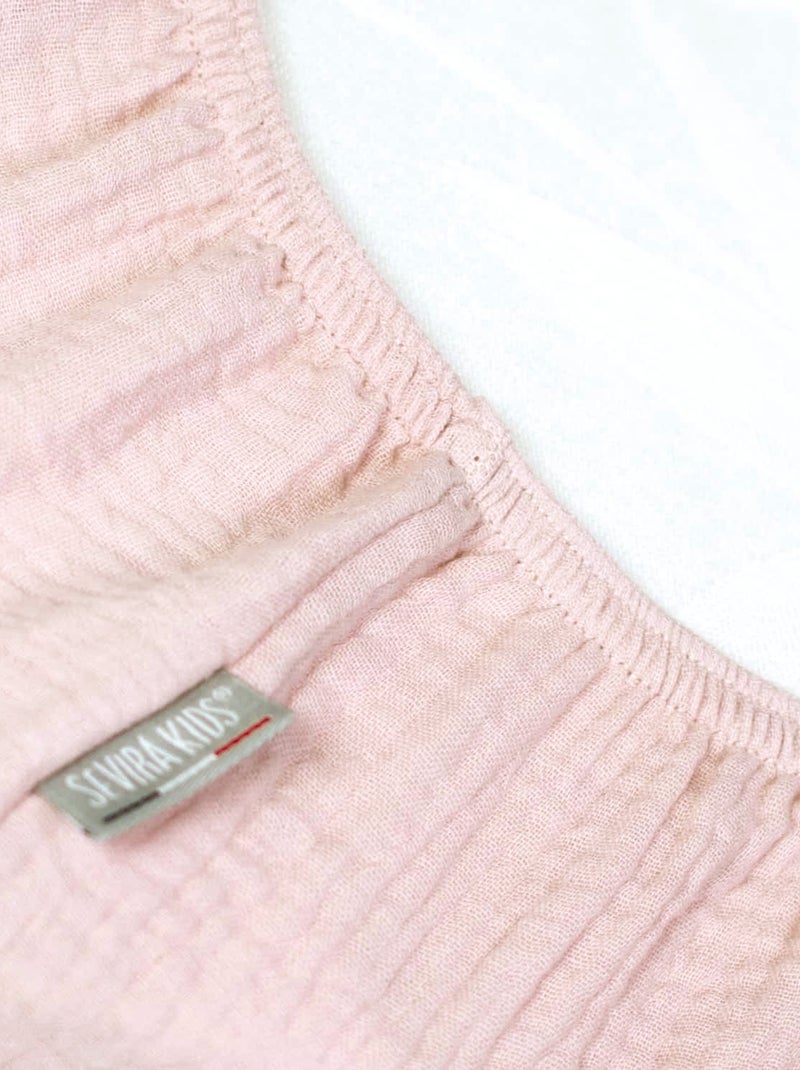 SEVIRA KIDS | Drap housse uni en gaze de coton Vieux rose - Kiabi