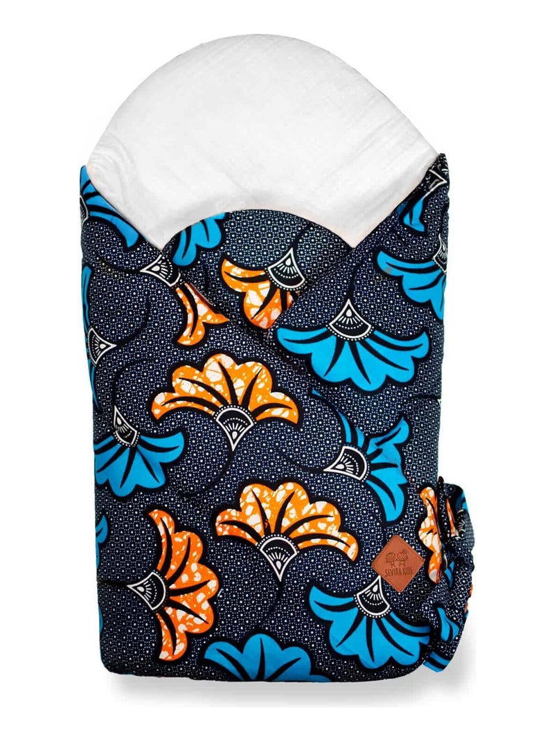 SEVIRA KIDS | Gigoteuse d'emmaillotage en coton Wax Fleurs de mariage Bleu - Kiabi