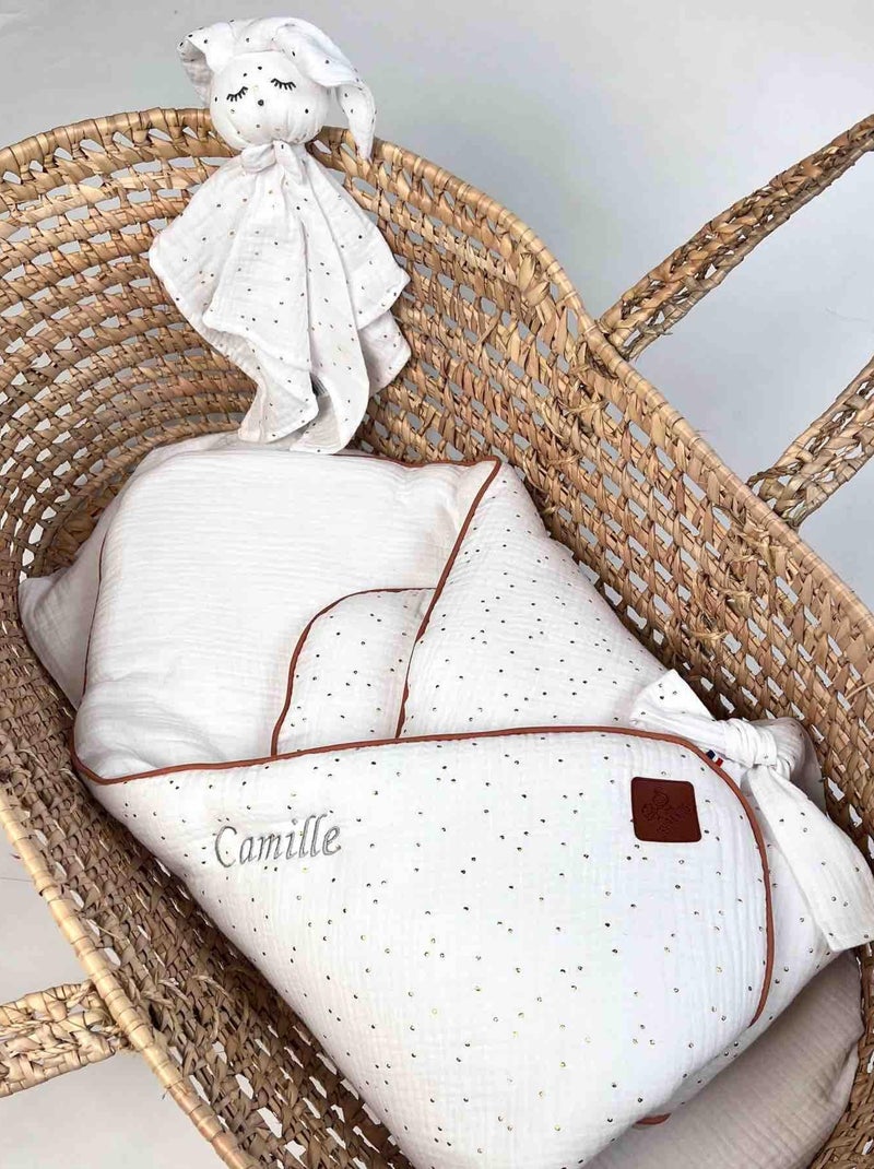 SEVIRA KIDS | Gigoteuse d'emmaillotage en gaze de coton Jeanne Blanc Doré - Kiabi