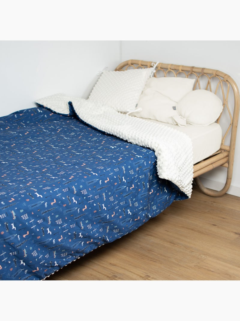 SEVIRA KIDS | Grand plaid couverture réversible en minky New York Bleu - Kiabi
