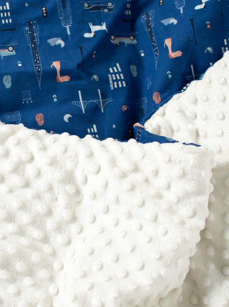 SEVIRA KIDS | Grand plaid couverture réversible en minky New York Ecru - Kiabi