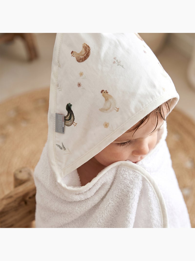 SEVIRA KIDS | Grande cape de bain en coton et bambou Gallina Ecru - Kiabi