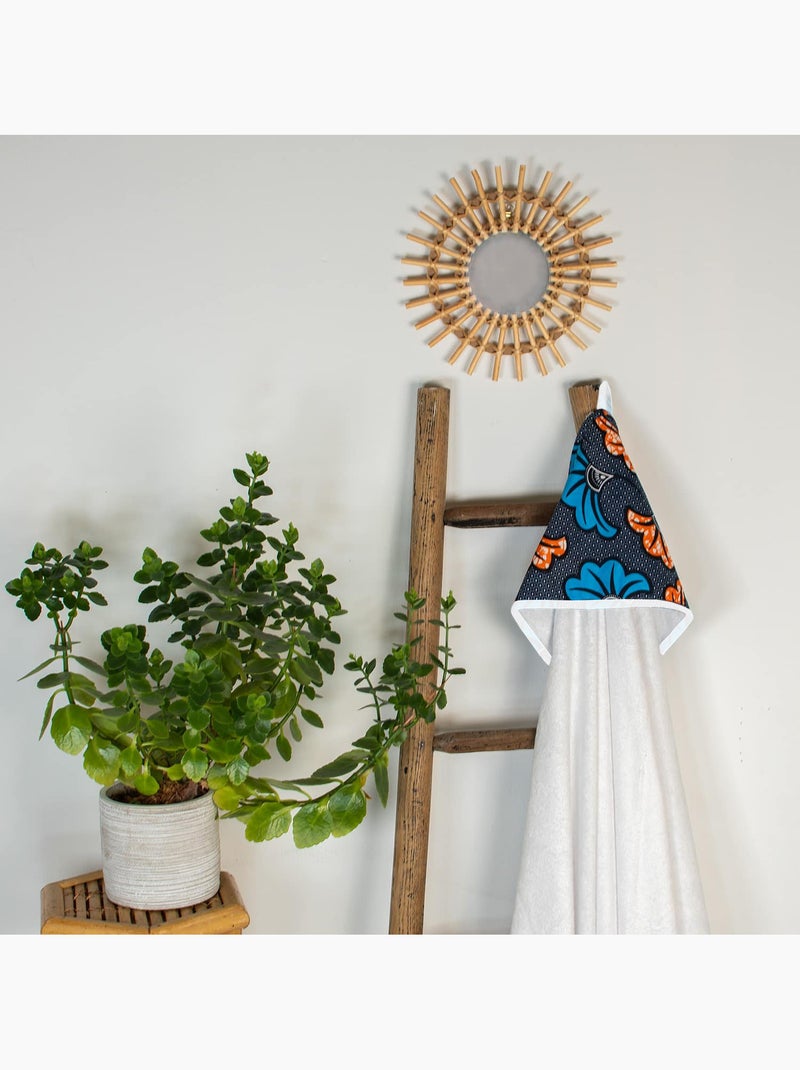 SEVIRA KIDS | Grande cape de bain en coton et bambou Wax Fleurs de mariage Blanc - Kiabi