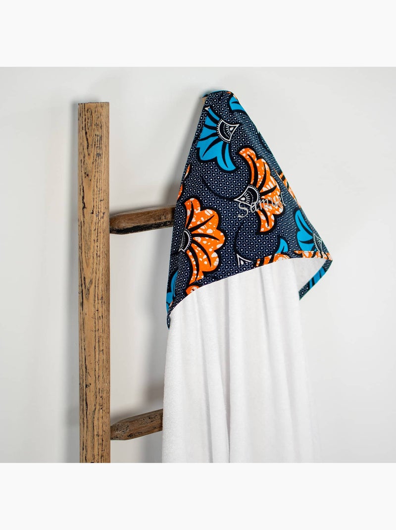 SEVIRA KIDS | Grande cape de bain en coton et bambou Wax Fleurs de mariage Blanc - Kiabi