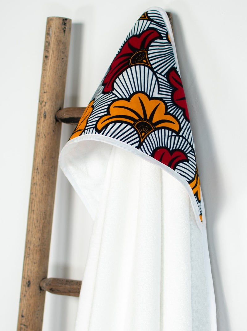 SEVIRA KIDS | Grande cape de bain en coton et bambou Wax Fleurs de mariage Rouge - Kiabi