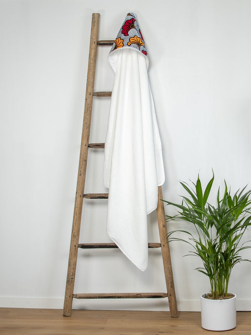 SEVIRA KIDS | Grande cape de bain en coton et bambou Wax Fleurs de mariage Rouge - Kiabi