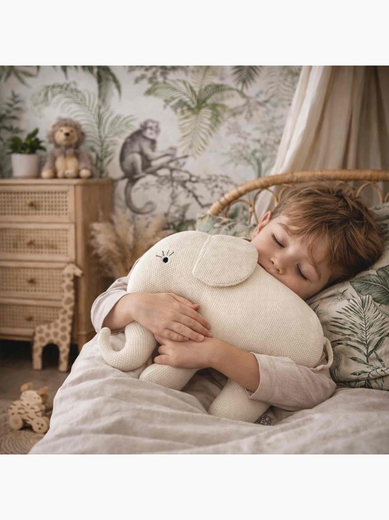 SEVIRA KIDS | Grande peluche éléphant en coton tricoté Ecru - Kiabi