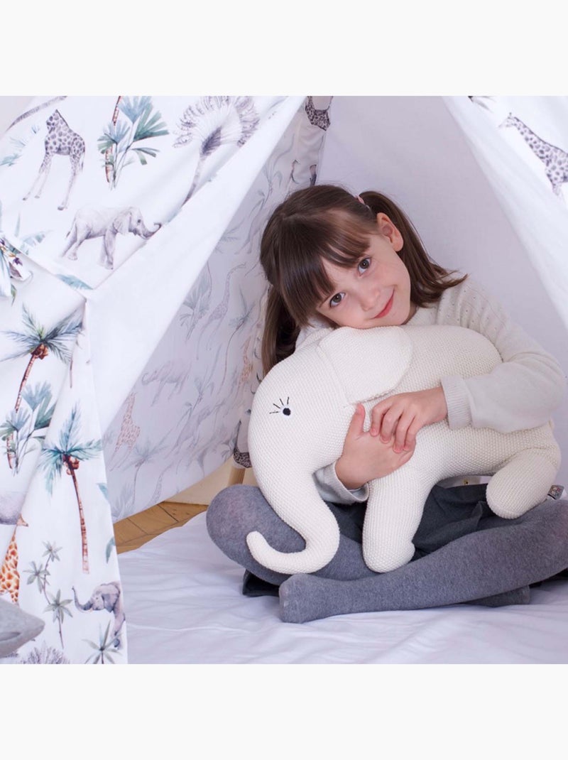 SEVIRA KIDS | Grande peluche éléphant en coton tricoté Ecru - Kiabi