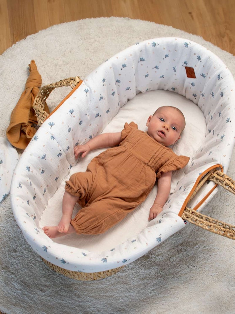 SEVIRA KIDS | Habillage de couffin en gaze de coton Bleuet Blanc - Kiabi