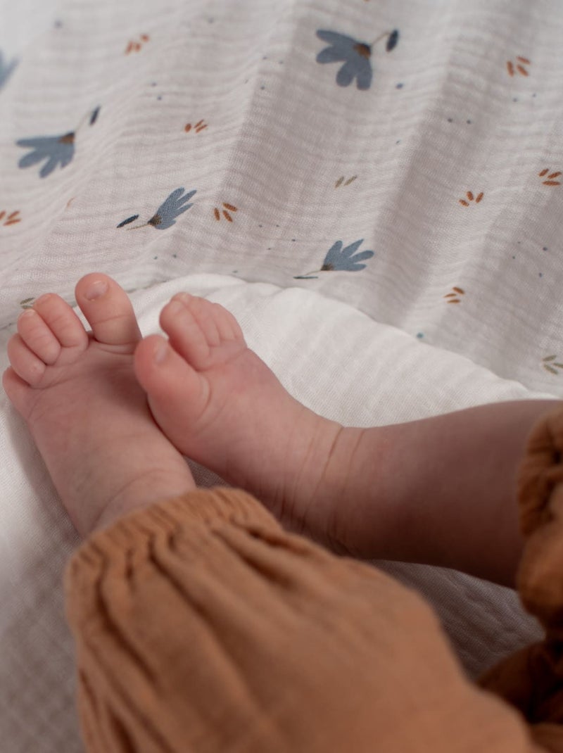 SEVIRA KIDS | Habillage de couffin en gaze de coton Bleuet Blanc - Kiabi
