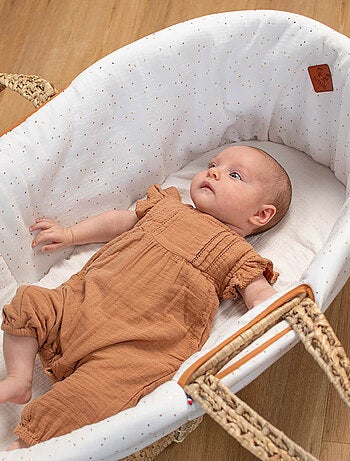 SEVIRA KIDS | Habillage de couffin en gaze de coton Pois Dorés