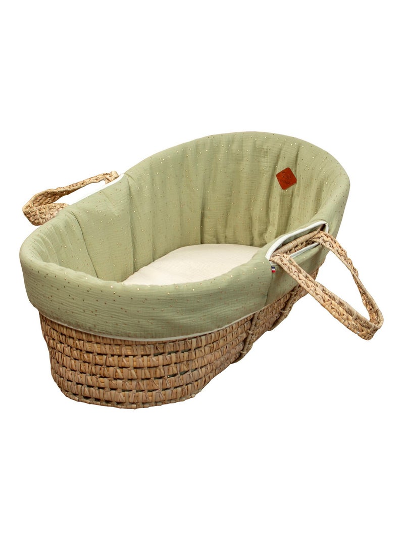 SEVIRA KIDS | Habillage de couffin en gaze de coton Pois Dorés Vert - Kiabi