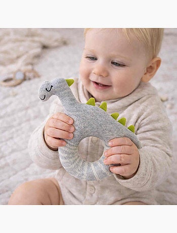 Sevira kids | hochet bébé en coton tricoté dinosaure