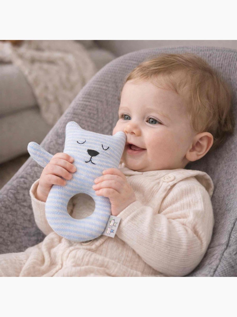 SEVIRA KIDS | Hochet bébé en coton tricoté Ourson Bleu - Kiabi