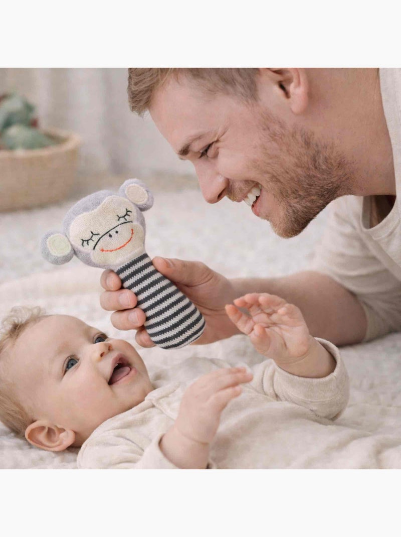 SEVIRA KIDS | Hochet bébé en coton tricoté Singe Gris - Kiabi