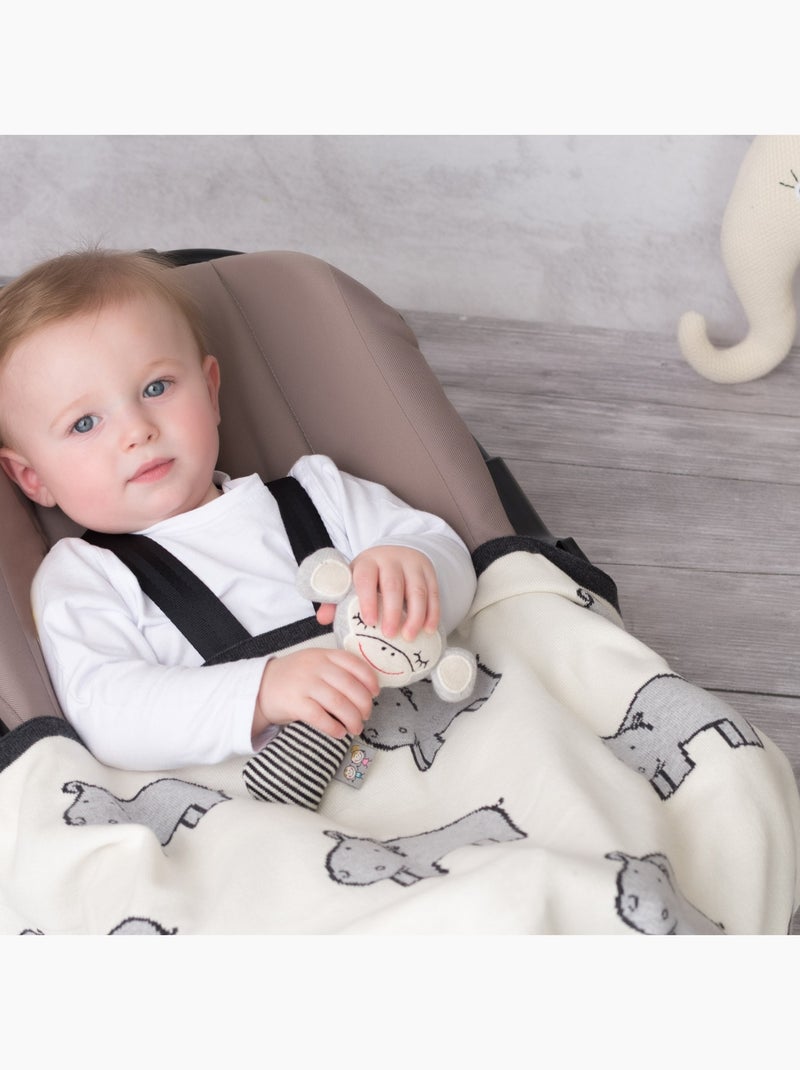 SEVIRA KIDS | Hochet bébé en coton tricoté Singe Gris - Kiabi