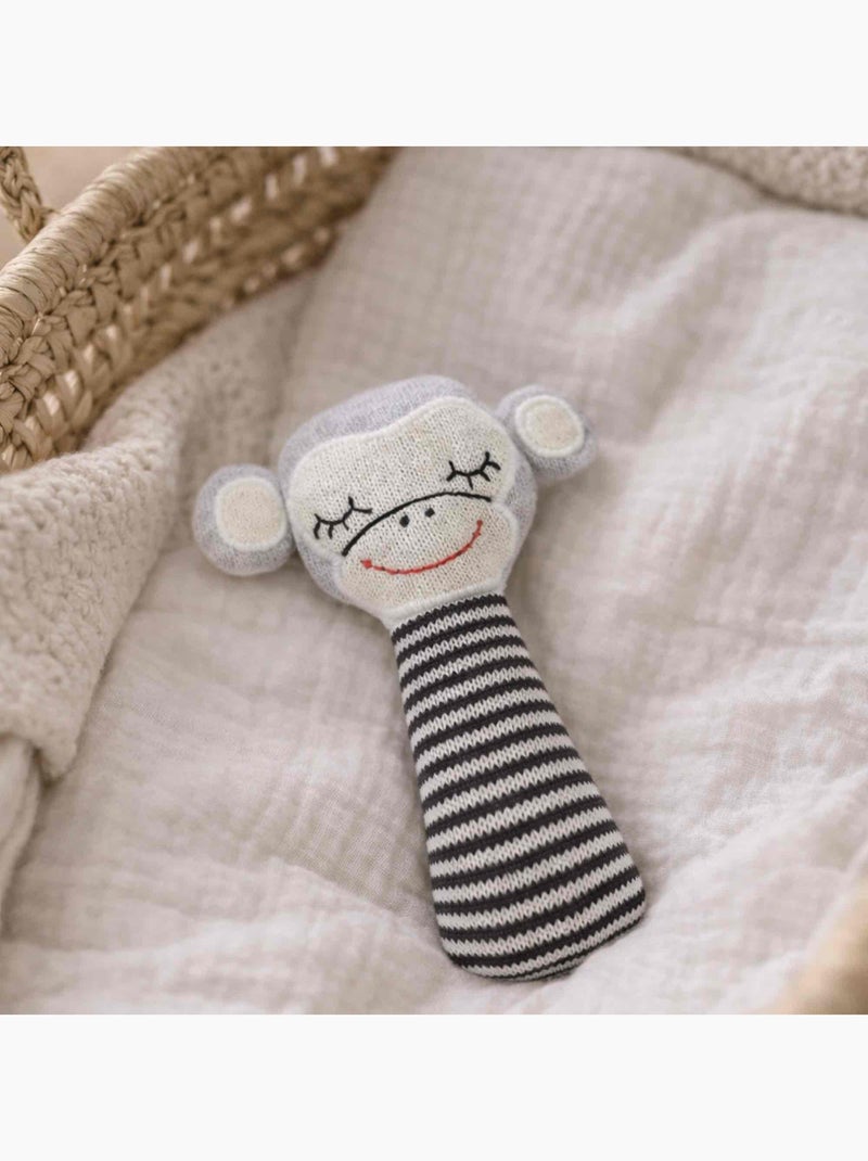 SEVIRA KIDS | Hochet bébé en coton tricoté Singe Gris - Kiabi