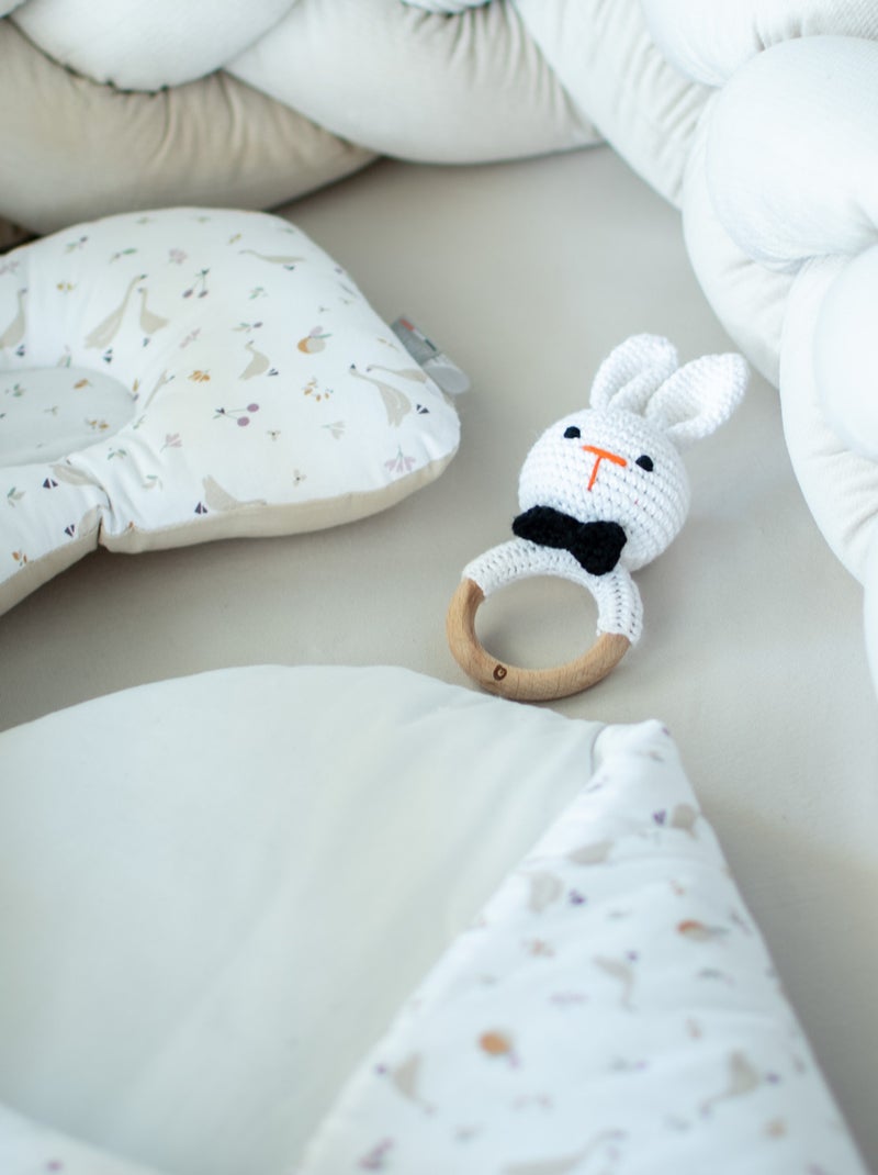 SEVIRA KIDS | Hochet coton tricot bois naturel Blanc - Kiabi