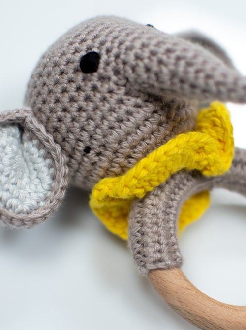 SEVIRA KIDS | Hochet coton tricot bois naturel - Kiabi