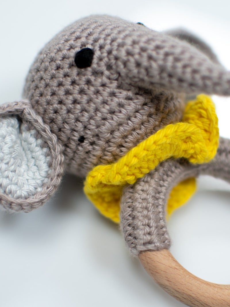 SEVIRA KIDS | Hochet coton tricot bois naturel Gris taupe - Kiabi