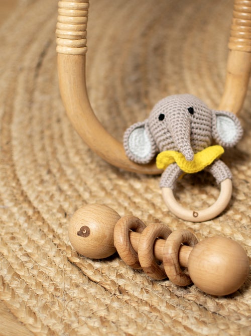 SEVIRA KIDS | Hochet coton tricot bois naturel - Kiabi