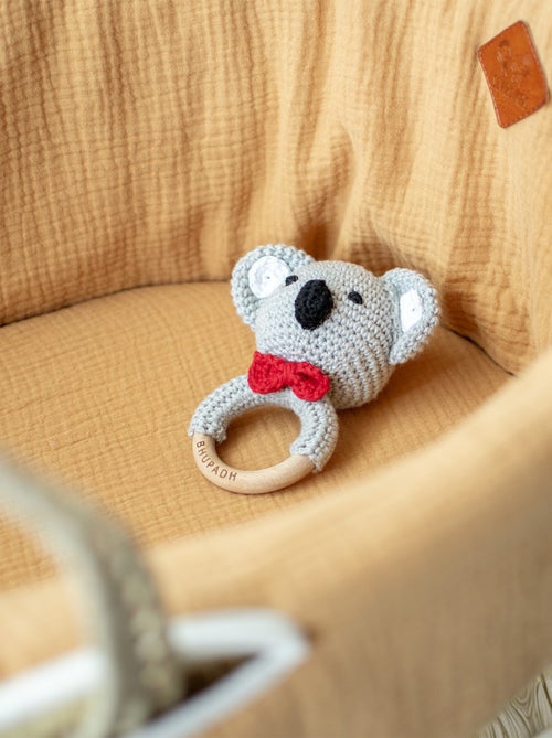 SEVIRA KIDS | Hochet coton tricot bois naturel - Kiabi