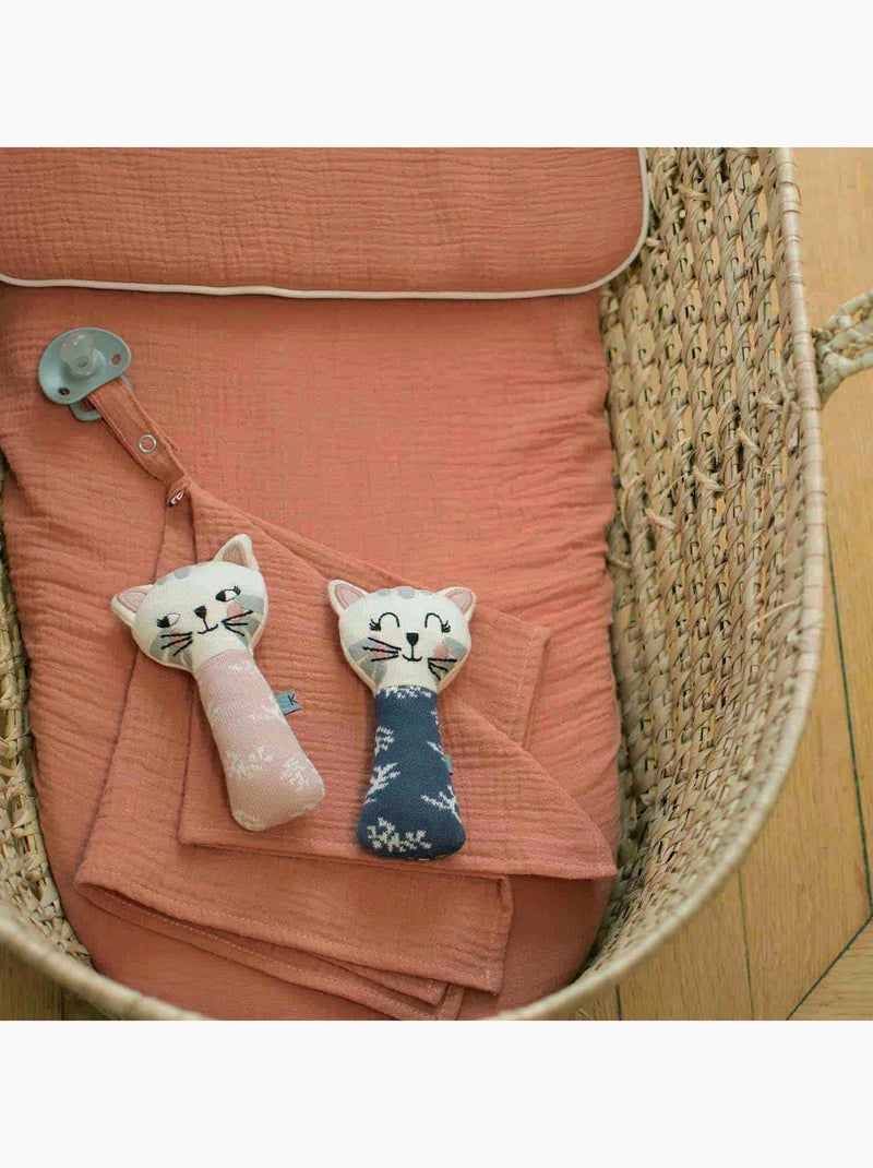 SEVIRA KIDS | Hochet tricoté  Chaton Bleu - Kiabi