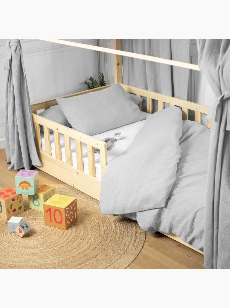 SEVIRA KIDS | Housse de couette en gaze de coton Jeanne Gris - Kiabi