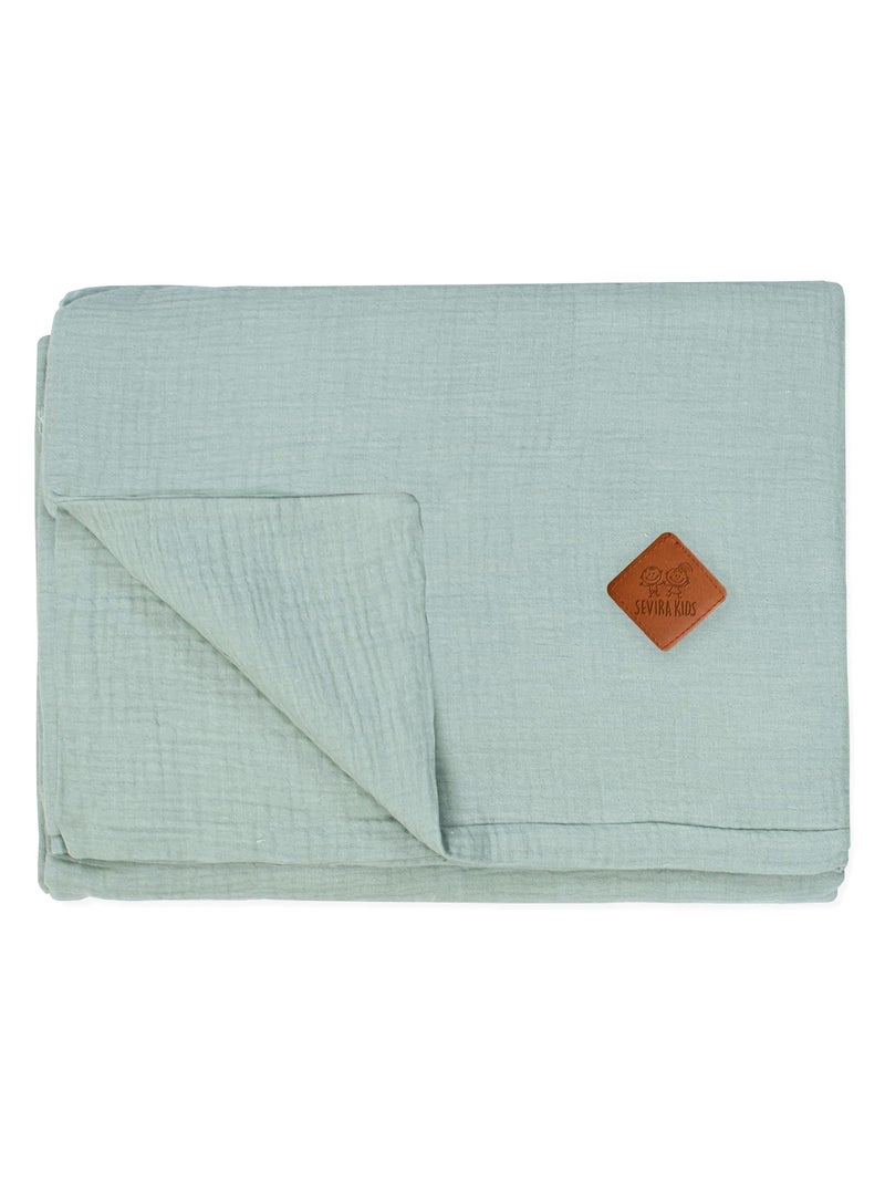 SEVIRA KIDS | Housse de couette en gaze de coton Jeanne Vert d'eau - Kiabi