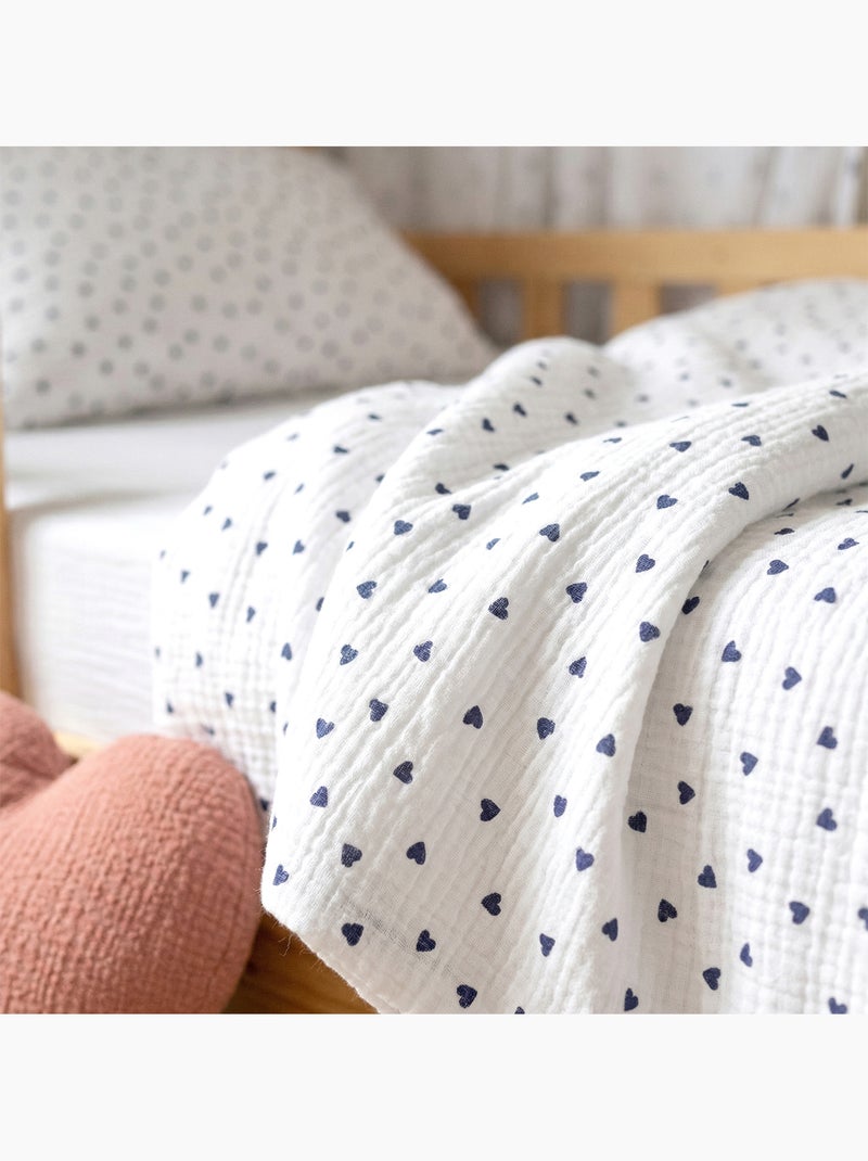 SEVIRA KIDS | Housse de couette réversible en gaze de coton Lovio Bleu - Kiabi