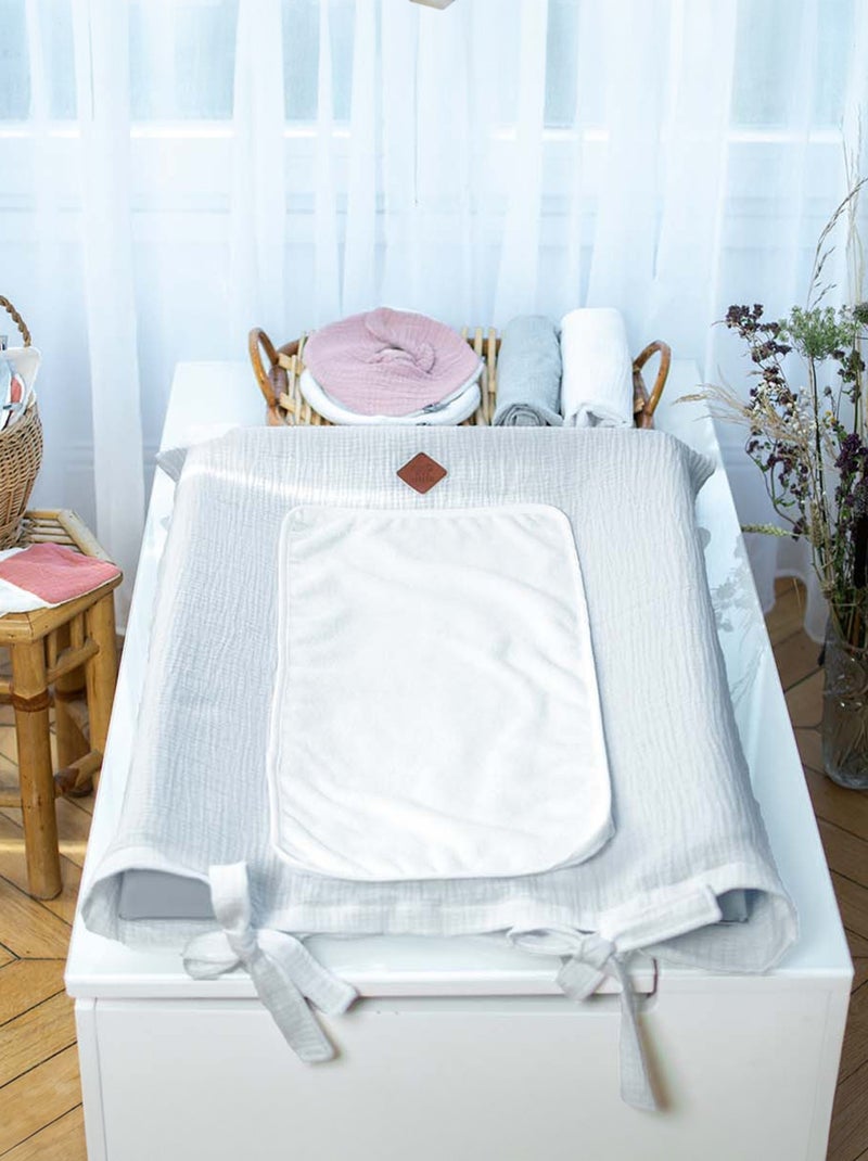 SEVIRA KIDS | Housse de matelas à langer en gaze de coton Jeanne Gris - Kiabi