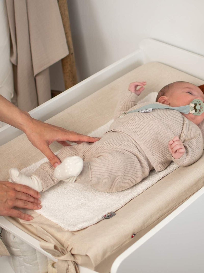 SEVIRA KIDS | Housse de matelas à langer en Lin Lavé Beige - Kiabi