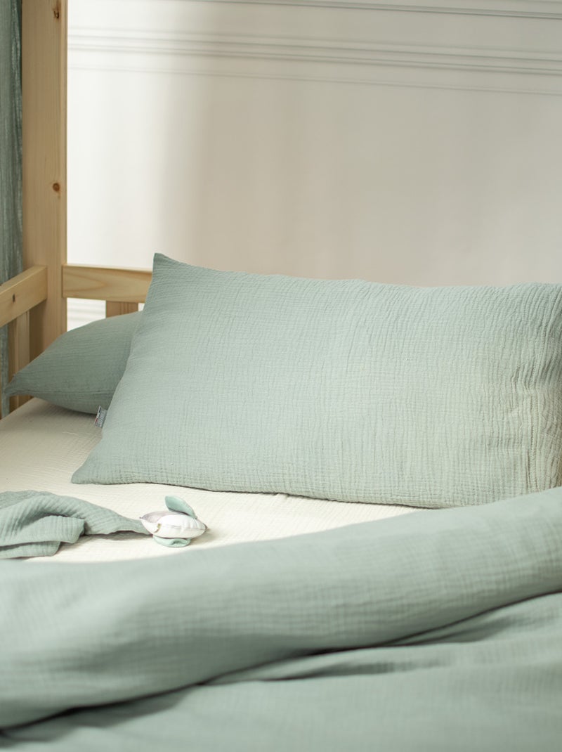 SEVIRA KIDS | Housse pour traversin plat en gaze de coton Jeanne Vert d'eau - Kiabi