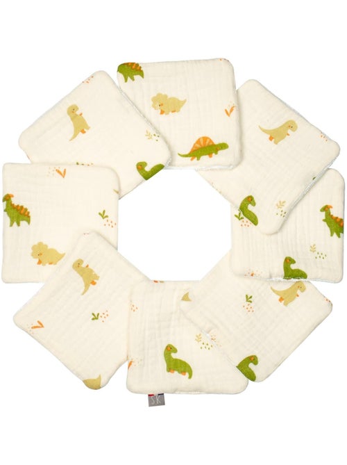 SEVIRA KIDS | Lingettes bébé lavables 8 pièces Dino - Kiabi