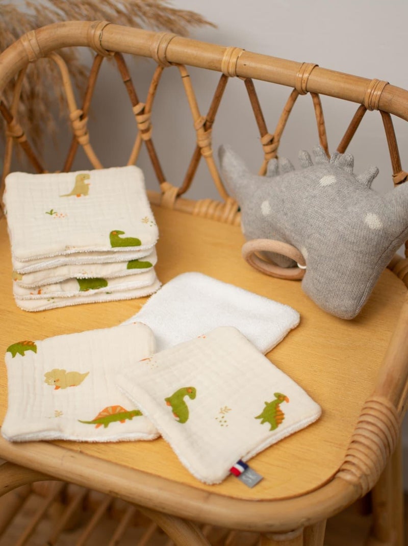 SEVIRA KIDS | Lingettes bébé lavables 8 pièces Dino Ecru - Kiabi