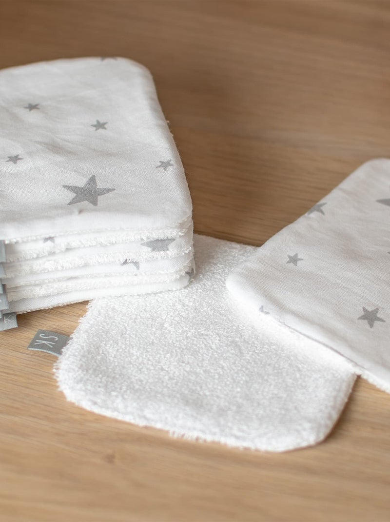 SEVIRA KIDS | Lingettes bébé lavables en 100% coton 8 pièces STELLA Blanc - Kiabi