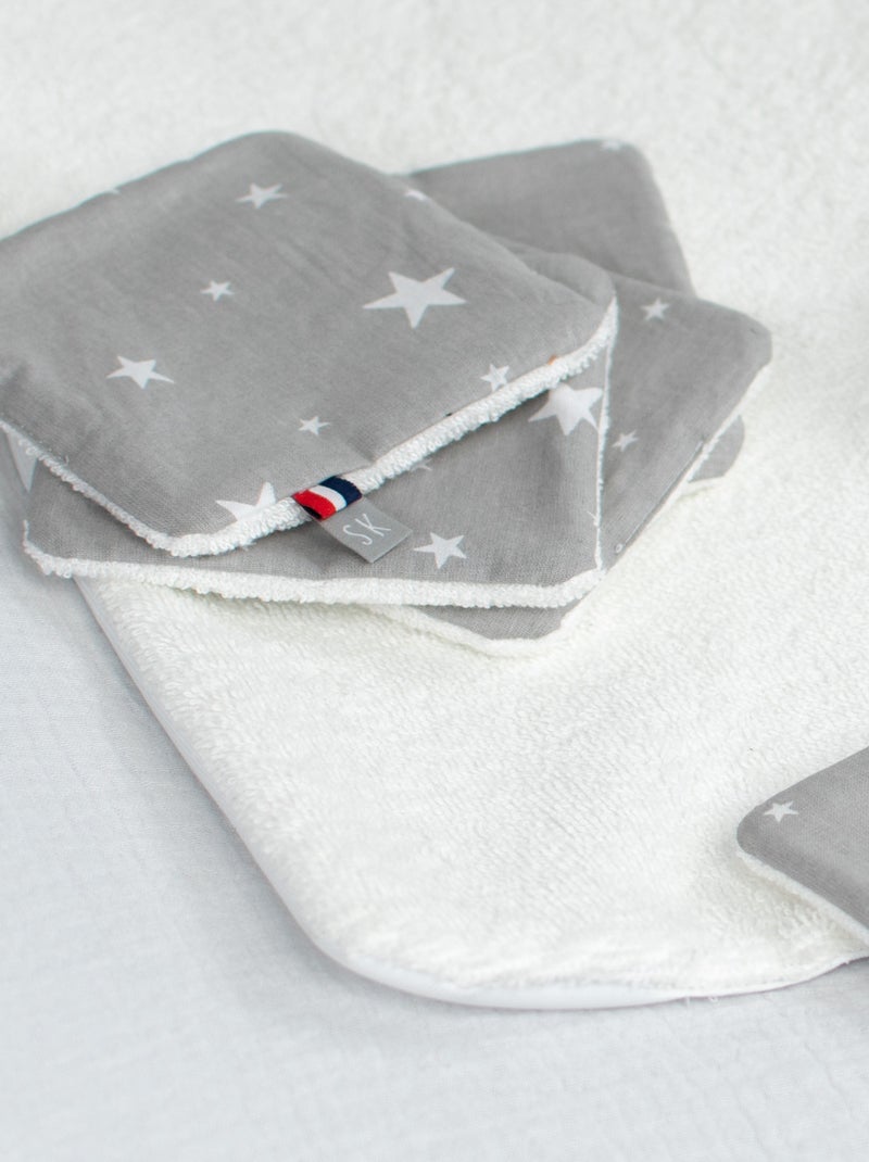 SEVIRA KIDS | Lingettes bébé lavables en 100% coton 8 pièces STELLA Gris - Kiabi