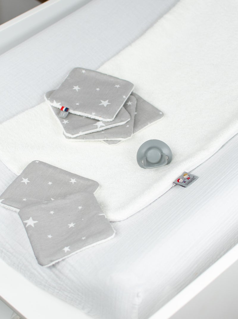 SEVIRA KIDS | Lingettes bébé lavables en 100% coton 8 pièces STELLA Gris - Kiabi