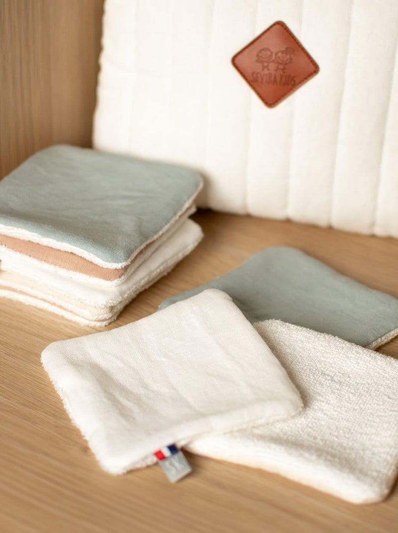 SEVIRA KIDS | Lingettes bébé lavables en lin 8 pièces Ecru - Kiabi
