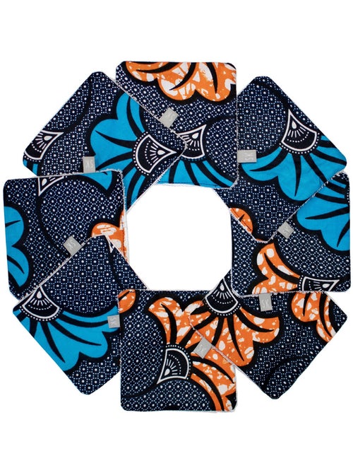 Sevira kids | lingettes lavables 8 pièces wax fleurs de mariage - Kiabi