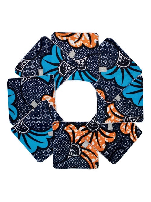 SEVIRA KIDS | Lingettes lavables 8 pièces Wax Fleurs de mariage - Kiabi