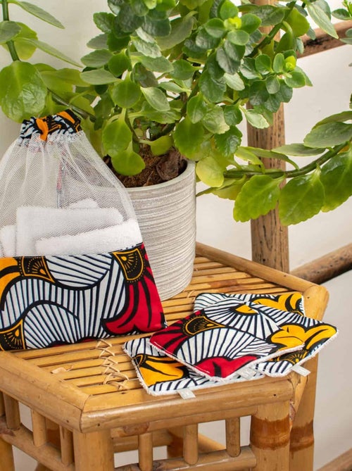 SEVIRA KIDS | Lingettes lavables 8 pièces Wax Fleurs de mariage - Kiabi